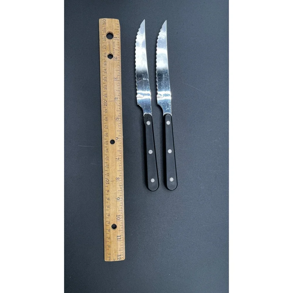 Ever Sharp Kitchen Knife Set 7 Pc Serrated Straight Stainless Chefs Boning‎ Vtg